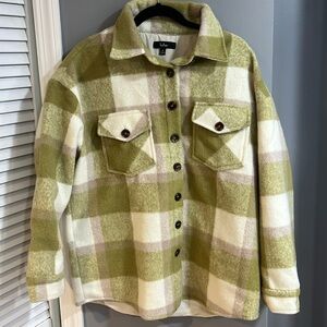 Cozy Callings Green and Ivory Plaid Shacket